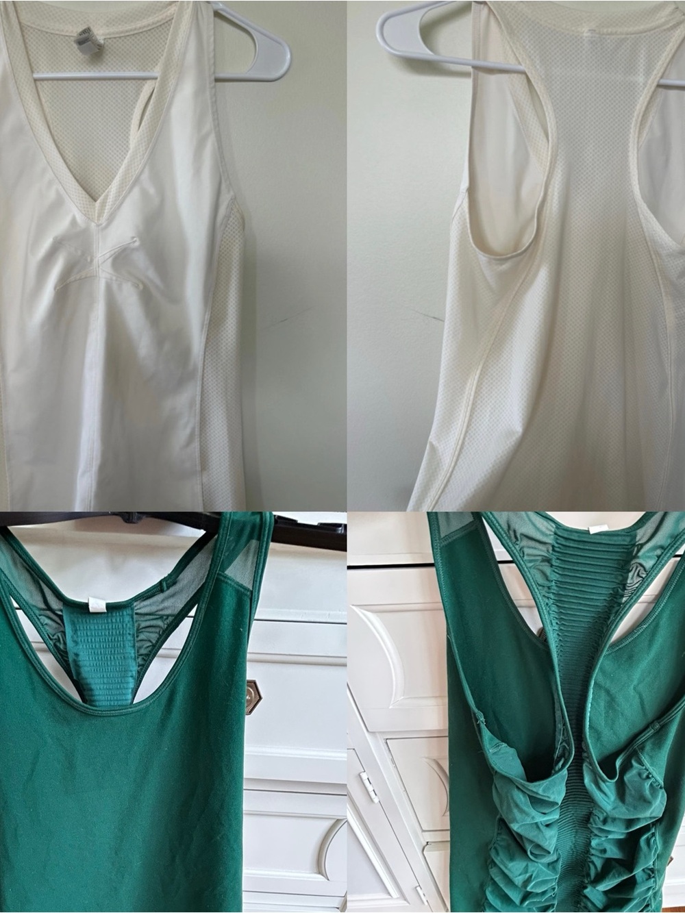 Women’s Small Athleta Athletic Tank Top bundle- White & Green with Ruche detail